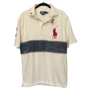 Polo Ralph Lauren Custom Fit Men's Rugby Big Pony Logo Tassel Rope Shirt Size L